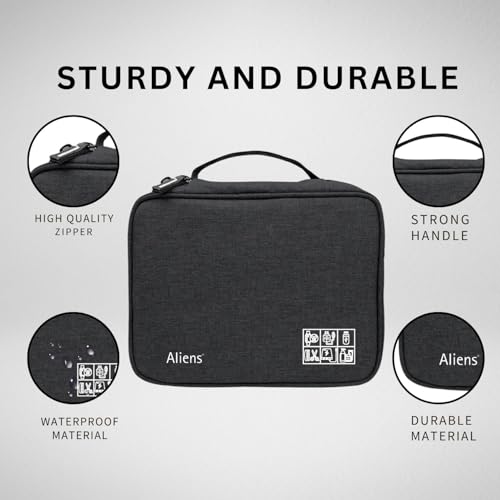 Aliens Gadget Travel Tech Organizer Case Bag Pouch for Electronic, Toiletry Organiser, Cosmetic Kit Polyester Water-Repellent for Phone, Charger, Hard Disk, Cables, Power Bank, Home&Travel Use(Black) - Image 3