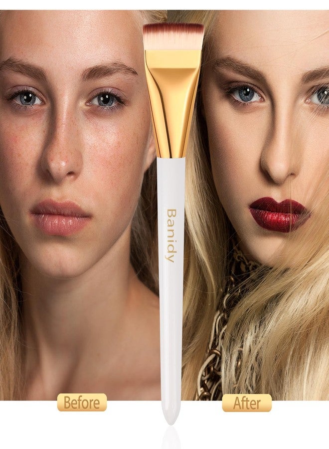 Banidy 2pcs Flat Foundation Brush for Liquid Makeup,Ultra Thin Liquid Premium Makeup Face for Blending, Cream, Face Flat Makeup Tool - Image 4