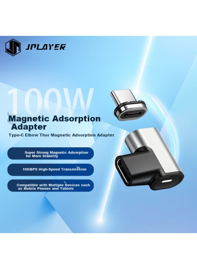 Jplayer Type-c Magnetic Adapter Pd100w/10gbps Data Transfer 4k60hz Hd Projection For Apple Huawei Xiaomi Lenovo Laptops Charging Elbow - Image 1