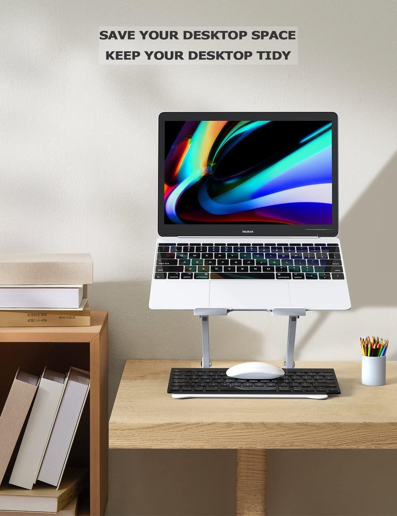 PHOCAR Laptop Stand, Computer Stand for Desk, Laptop Riser Notebook Cooling Stand Aluminum Portable Laptop Holder Compatible for MacBook Air Pro, HP, Lenovo, Surface, Dell, ASUS, Laptops up to 17 Inch - Image 4