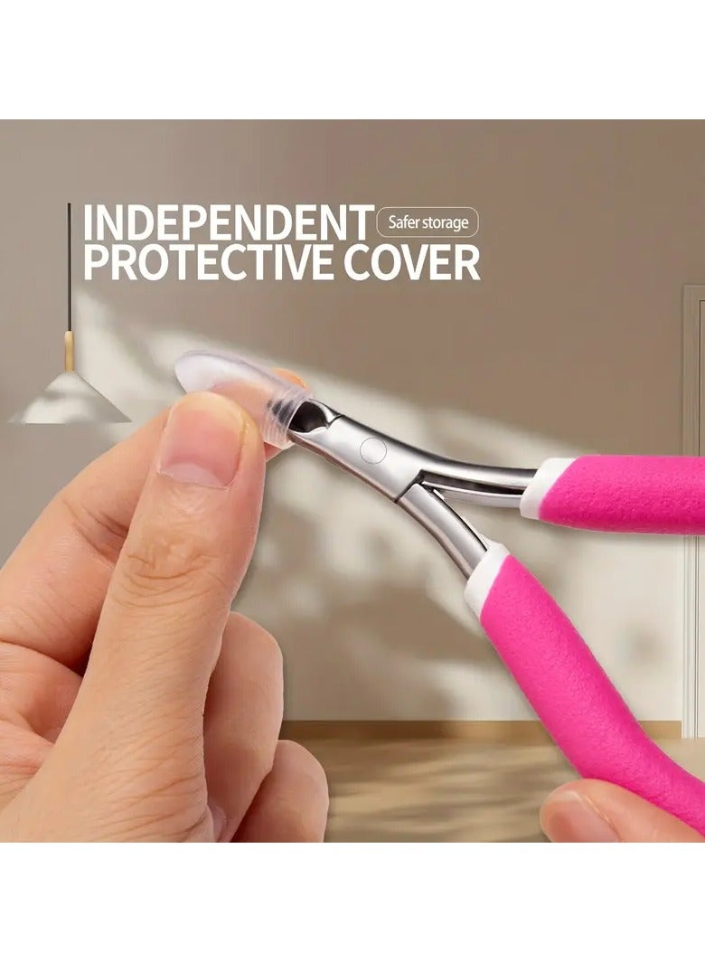 يوكانبي مجموعة مقصات الجلد الزائد - أدوات مانيكير احترافية للجميع لإزالة الجلد الميت، قاطع جلد الأظافر من الفولاذ المقاوم للصدأ مع غطاء حماية، بدون رائحة - مثالي للعناية بالأظافر ودفع الجلد الزائد - Image 2