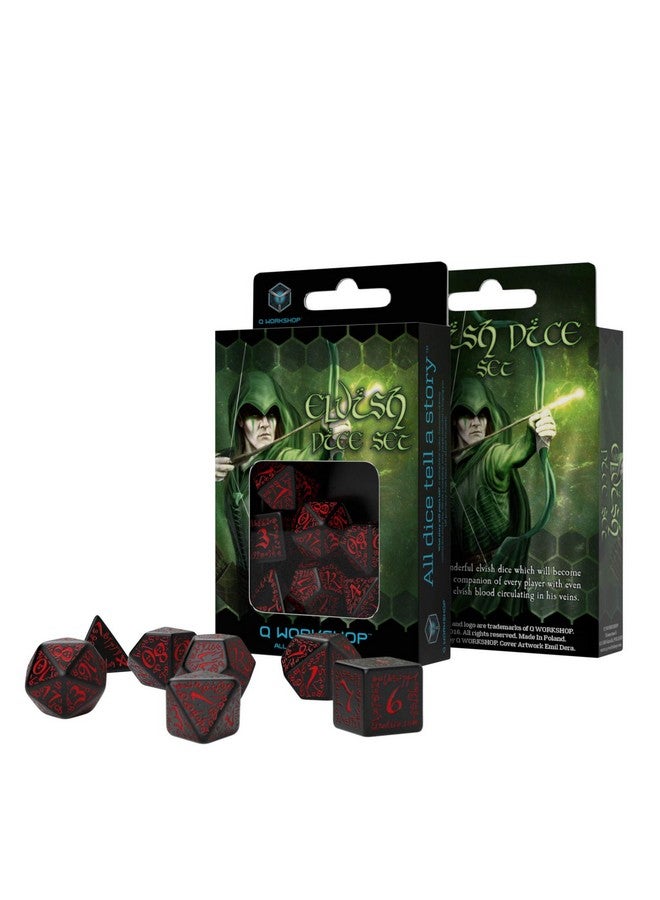 Q WORKSHOP Elvish Dice Set, Black/Red - Image 2
