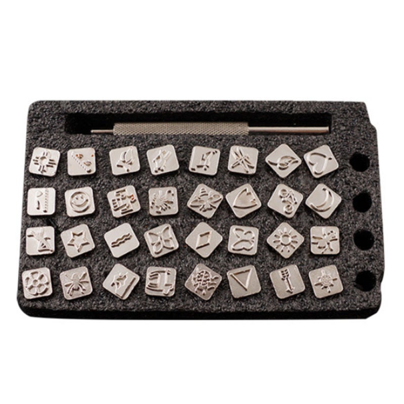 Leather Craft Punch Stamps: High-quality Steel Material, Tough And Sturdy - Ergonomic Design, Easy To Operate, Improve Efficiency - Stamping Handle For DIY Leather Projects Handmade Wallets - Image 1