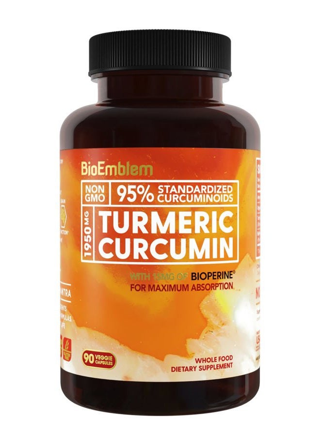 BioEmblem Turmeric Curcumin Supplement with BioPerine | Joint Support & Heart Health | with Organic Turmeric Powder & 95% Curcuminoids Extract | California Made, Non-GMO, 30-Day Supply - Image 1