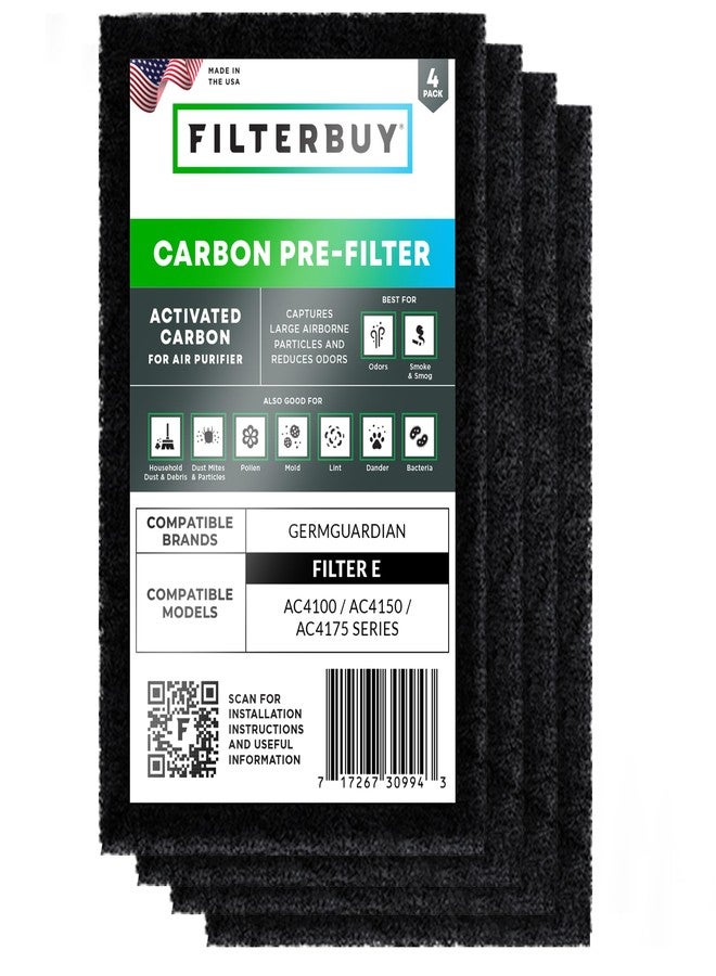 Filterbuy Activated Carbon Pre-Cut Filter E Replacement for GermGuardian Air Purifier (4-Pack, Made in USA) - Image 1