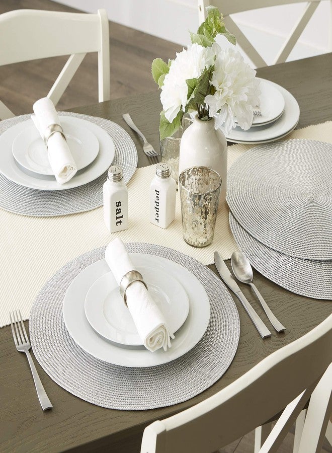 ديي مجموعة مفارش المائدة المنسوجة من دي آي آي، طقم مفارش مائدة دائرية معدنية، 15 بوصة، فضي، 6 قطع - Image 5