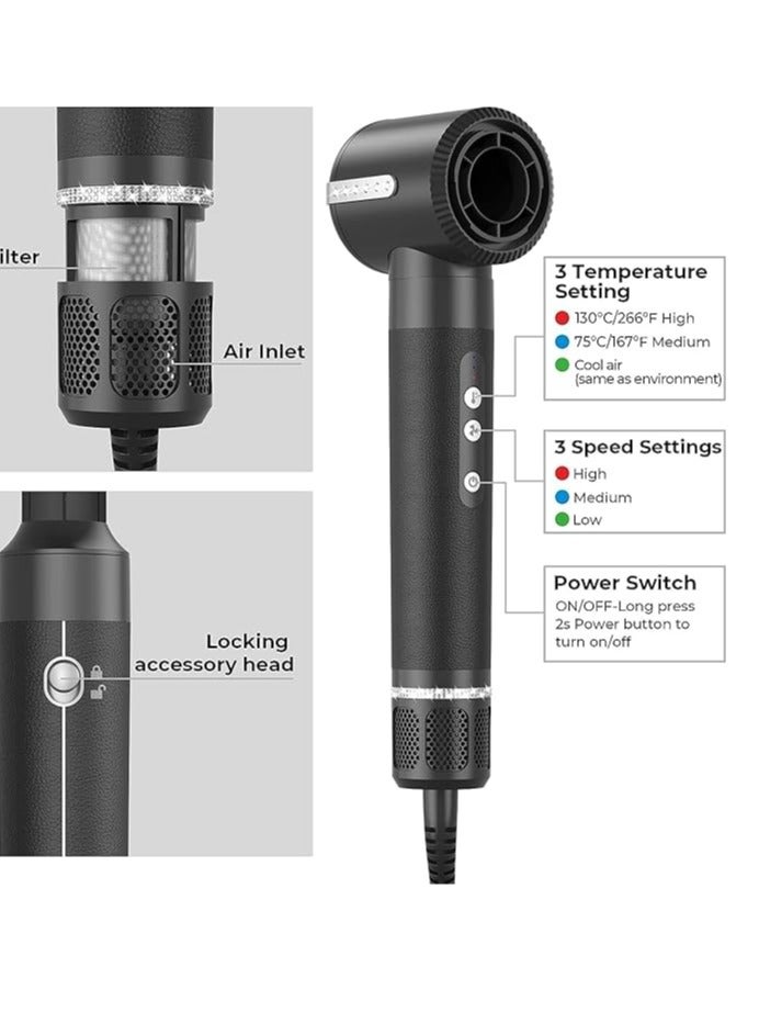 general 7 in 1 Hair Dryer Brush,110000 RPM High Speed Blow Dryer Hair Wrap Dryer System,Detachable Hair Styling Tools - Ionic Hair Dryer with Diffuser, Air Curling Iron,Curling Brush,Hair Straightener Brush - Image 2