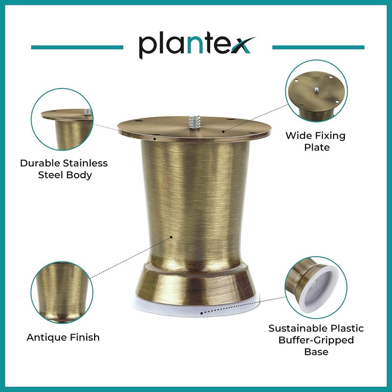 Plantex Heavy Duty Stainless Steel 4 inch Sofa LegBed Furniture Leg Pair for HomeFurniture Sofa Legs for TableSofa Support LegsSofa Furniture Leg Brass Antique Set of 4 Pcs - Image 4