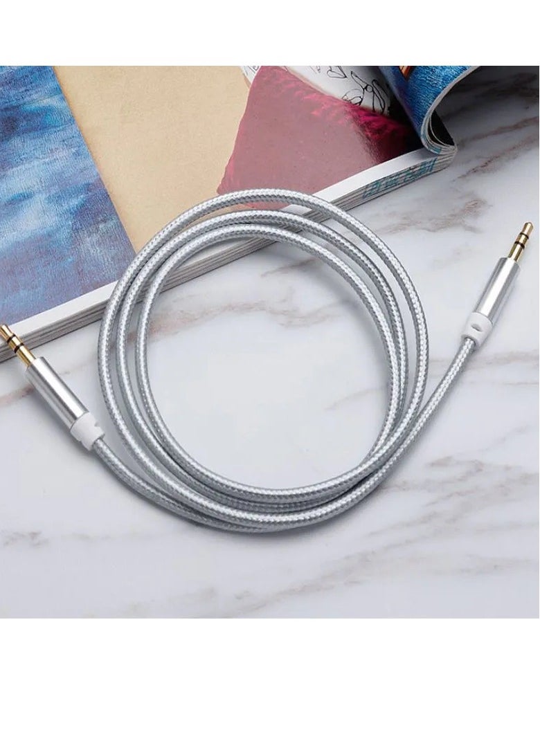 Generic AUX Audio Cable Woven Fabric 3.5mm Metal Head Cord Male To Male Stereo Extension Line For Car Phone's Tv LCD and speakers 
