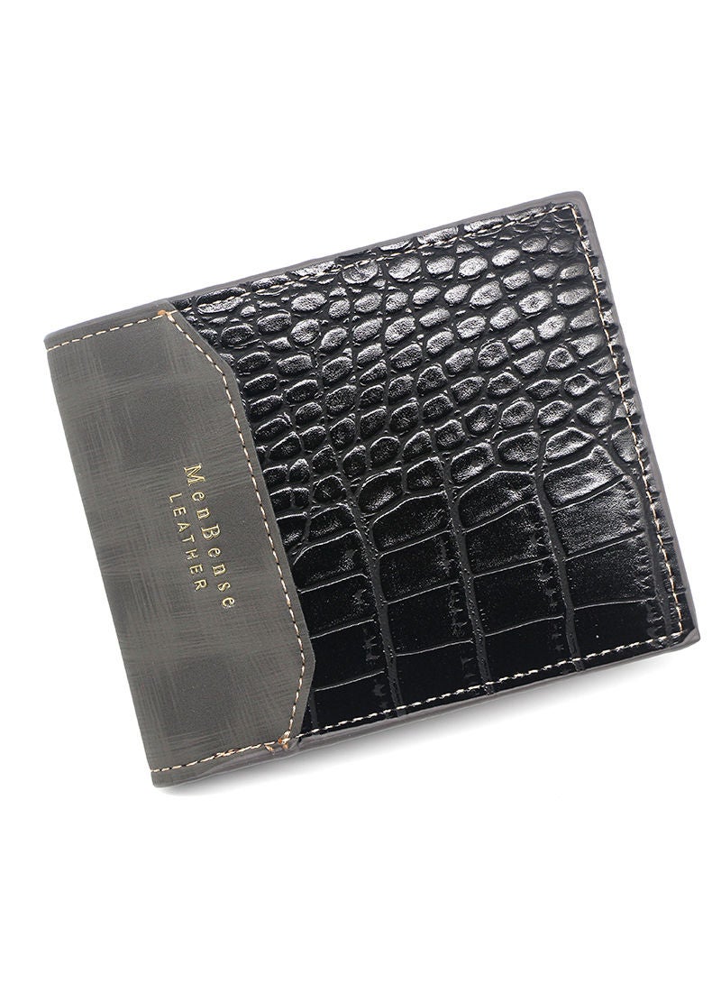 MenBense Men's Casual Crocodile Pattern Short Fold Over Wallet Card Holder ID Bag (11.5 x 9.5 x 1.5 cm) - Image 2