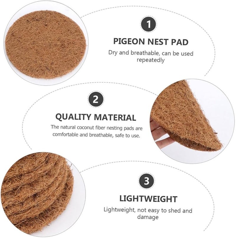 6 قطع حصائر أعشاش طيور من ألياف جوز الهند، وسادات طبيعية قابلة لإعادة الاستخدام للببغاوات والبودجير والسمان - Image 4