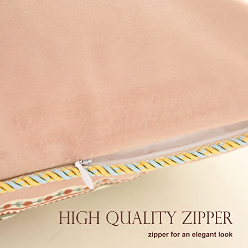patdrea Velvet Euro Sham Decorative Throw Pillow Covers Set Soft Durable Cushion Cases Pillowcase for Couch Bedroom Car (2 Pack Pink Floral) - Image 2