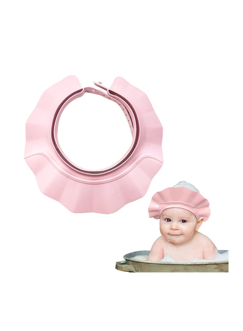 Baby Shower Cap Bath Visor Protection Silicone Adjustable Safe Bathing Cap for Protector Eye Ear Shampoo Cap for Infants Toddler Kids Children Pink - Image 1