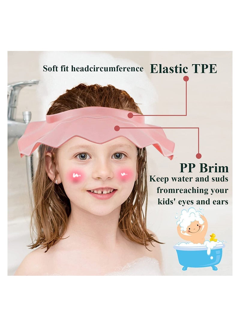 Baby Shower Cap Bath Visor Protection Silicone Adjustable Safe Bathing Cap for Protector Eye Ear Shampoo Cap for Infants Toddler Kids Children Pink - Image 4