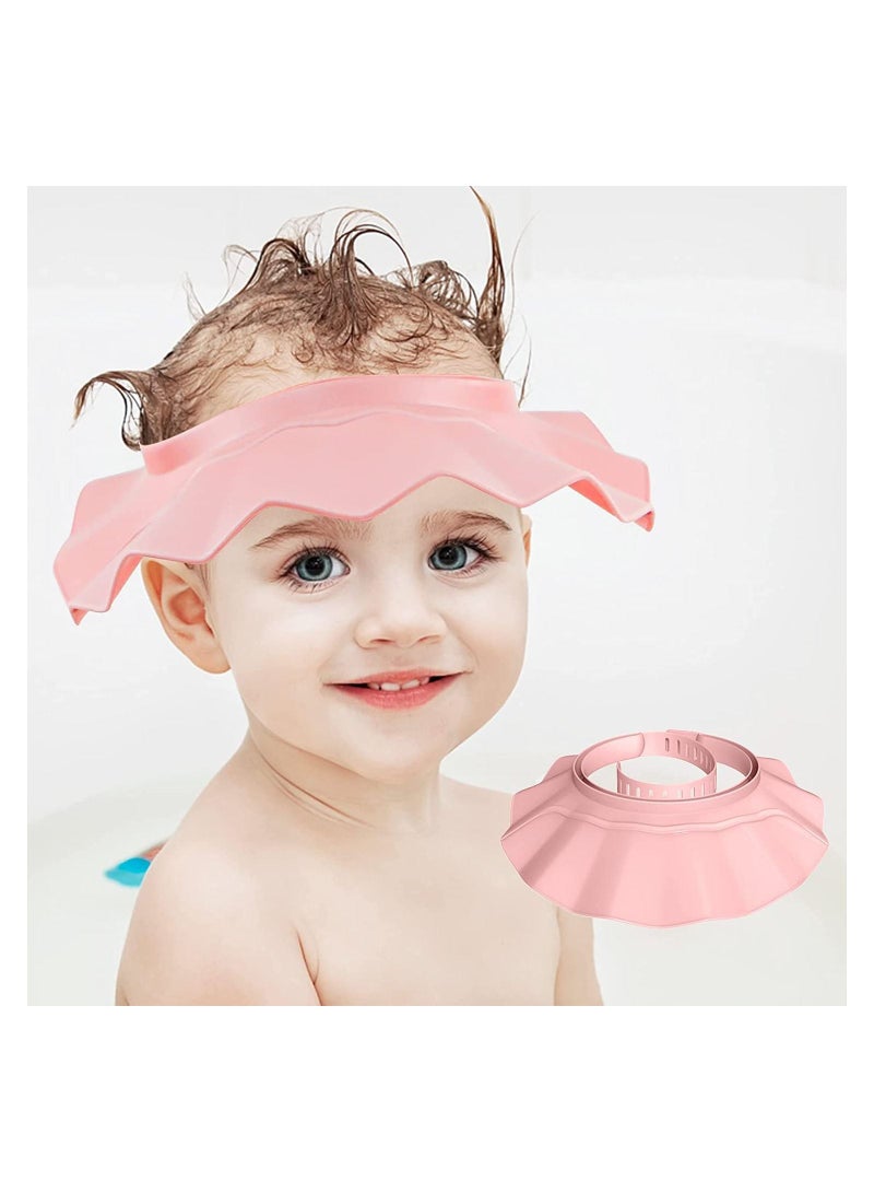 Baby Shower Cap Bath Visor Protection Silicone Adjustable Safe Bathing Cap for Protector Eye Ear Shampoo Cap for Infants Toddler Kids Children Pink - Image 2