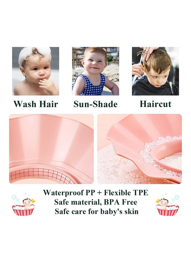 Baby Shower Cap Bath Visor Protection Silicone Adjustable Safe Bathing Cap for Protector Eye Ear Shampoo Cap for Infants Toddler Kids Children Pink - Image 3