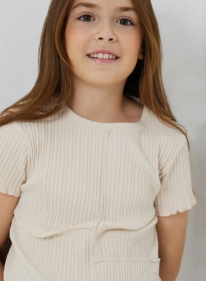 Styli Exposed Seam Detail Ribbed Top