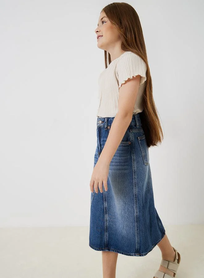 Styli Exposed Seam Detail Ribbed Top