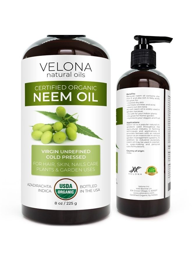 velona Neem Oil 8 oz | 100% Pure and Natural Carrier Oil | Virgin, Unrefined, Cold Pressed | Hair Growth, Body and Skin Care | Use Today - Enjoy Results - Image 1