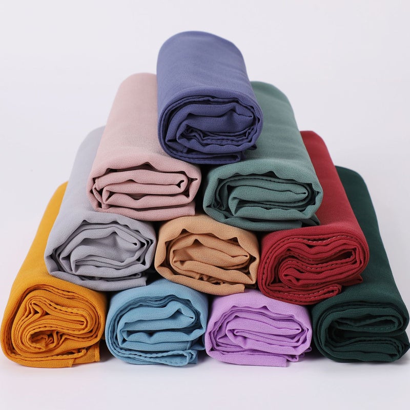 Chiffon Bubble Wrap Hijab Scarf for Women 3 Black - Image 3