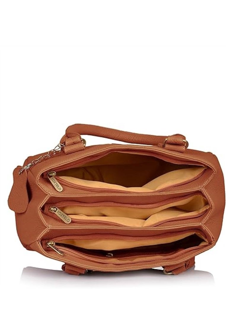 Fostelo Women's Westside Handbag (Tan) (FSB-1233)  - Image 2