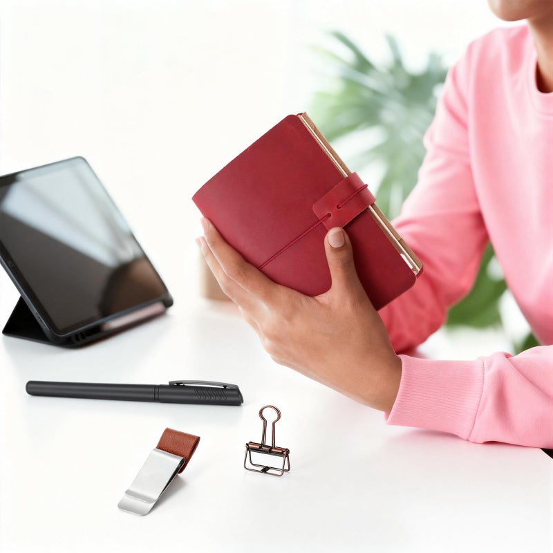 Thenshop Travelers Refillable Leather Journal Notebook Travel Diary Handmade Passport Travelers Journal for Men and Women with 3 Notebook Inserts, Pen Holder, Binder Clip(Wine Red,Passport Size) - Image 5