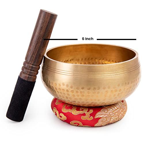 HIMALAYAN BAZAAR Tibetan Singing Bowl Set - Easy To Play for Beginners - Authentic Handcrafted Mindfulness Meditation Holistic Sound 7 Chakra Healing Gift by Himalayan Bazaar (6") - Image 2