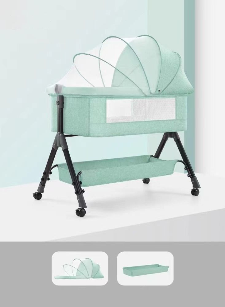 3 in 1 Baby Folding Crib Portable Cosleeping Bed With Adjustable Bedside And Sleeper 