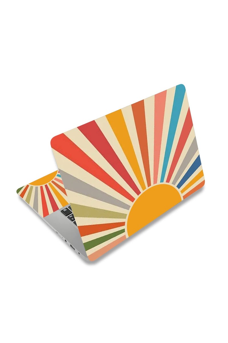 HAPPYLIVE SHOPPING ملصق جلد لابتوب، 12" 13" 13.3" 14" 15" 15.4" 15.6" غلاف واقي لملصق جلد لابتوب توشيبا إتش بي سامسونج ديل أبل آيسر لينوفو سوني أسوس (شمس متعددة الألوان) - Image 1
