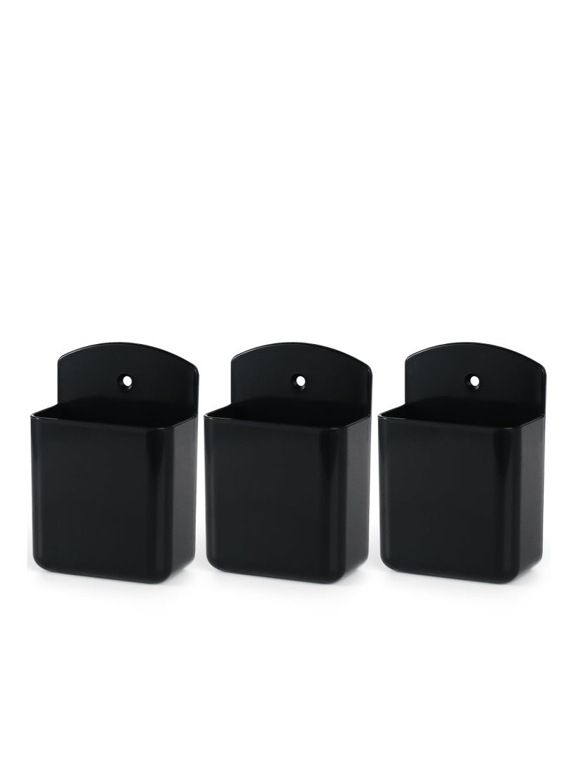Excefore Wall Mount Remote Control Holder, 3 Pcs TV Controller Holder, Self Adhesive Remote Holder, Wall Pen Holder Storage Accessories, for Home Office School (Black) - Image 1