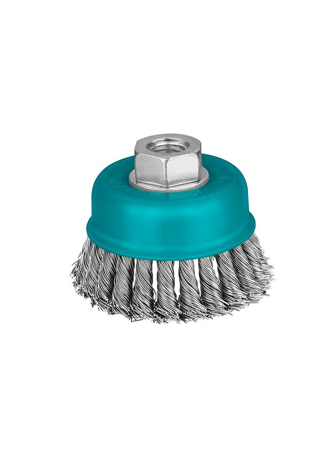 توتال تولز فرشاة سلكية TOTAL بقطر ٧٥ مم مع صامولة M14 | سلك فولاذي ٠.٥ مم | ١٢٥٠٠ دورة في الدقيقة | مثالية لإزالة الصدأ، وإزالة الطلاء، وتحضير الأسطح - Image 1