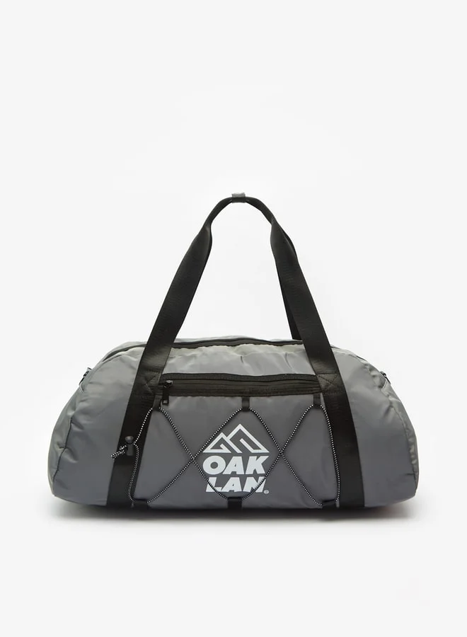 شو اكسبرس Logo Print Duffel Bag with Detachable Strap and Zip Closure