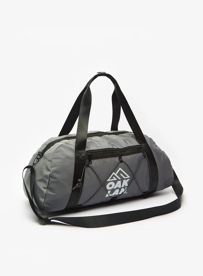 شو اكسبرس Logo Print Duffel Bag with Detachable Strap and Zip Closure