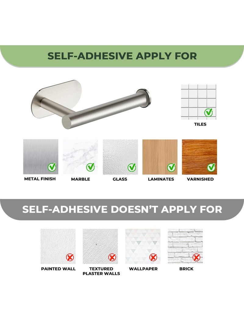 JOY DECOR 1 Pack Adhesive Toilet Roll Stand - Brushed Nickel SUS304 Stainless Steel  Rustproof Toilet Paper Holder No Drilling Tissue Holder for Kitchen Bathroom Wall Mount  - Image 2