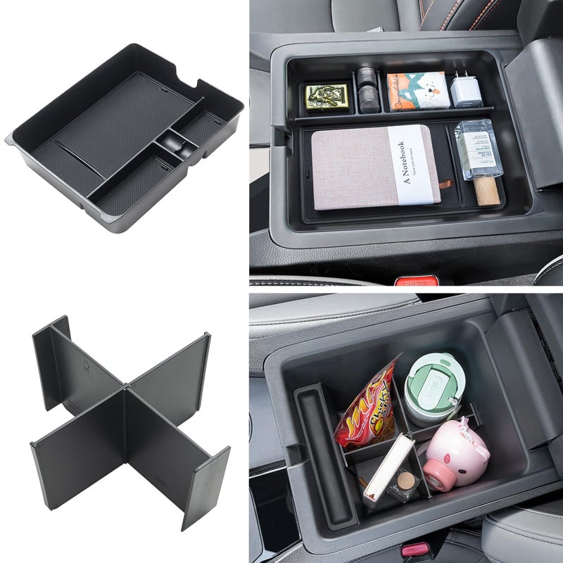 PIMCAR 2-Piece Center Console Organizer & Armrest Divider Set for 2023-2026 Honda Pilot, 2024-2026 Honda Passport/Ridgeline, Custom Fit Durable ABS Plastic Storage Tray - Image 1