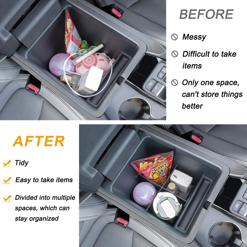 PIMCAR 2-Piece Center Console Organizer & Armrest Divider Set for 2023-2026 Honda Pilot, 2024-2026 Honda Passport/Ridgeline, Custom Fit Durable ABS Plastic Storage Tray - Image 5