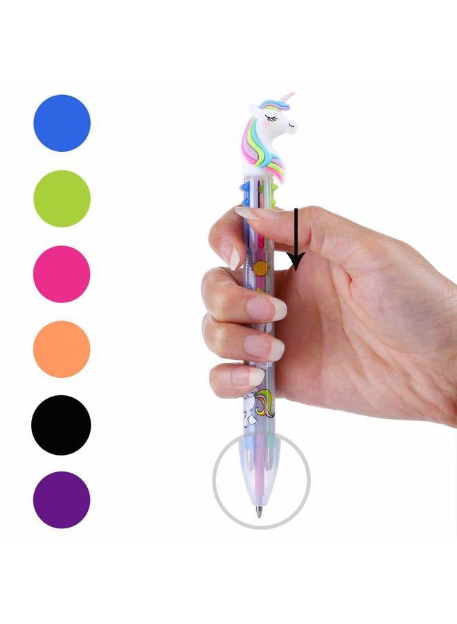 Tbestmax 12 Multicolor Ballpoint Pen Retractable Gel Pen Unicorn Shuttle Pens Liquid Ink Pens Set Pen Supplies Office Gifts 6-Color-In-1 - Image 4