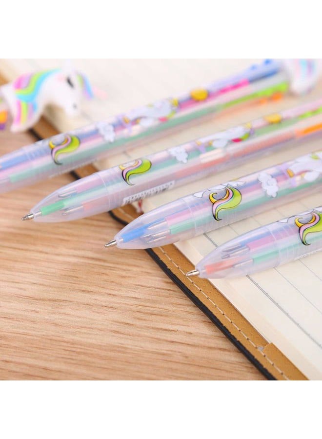 Tbestmax 12 Multicolor Ballpoint Pen Retractable Gel Pen Unicorn Shuttle Pens Liquid Ink Pens Set Pen Supplies Office Gifts 6-Color-In-1 - Image 2