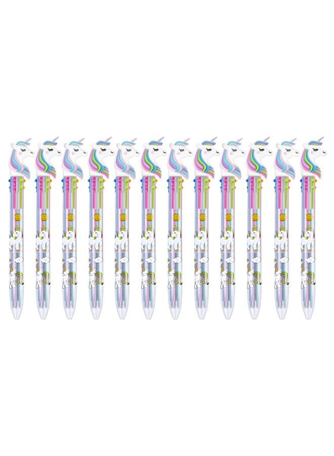 Tbestmax 12 Multicolor Ballpoint Pen Retractable Gel Pen Unicorn Shuttle Pens Liquid Ink Pens Set Pen Supplies Office Gifts 6-Color-In-1 - Image 1