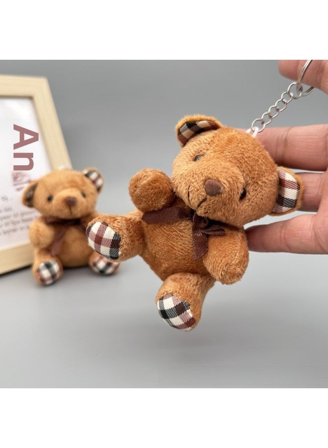Loquat Bow Tie Teddy Bear Plush Toy Small Doll Pendant Wedding Throw Small Gift Claw Machine Doll Wholesale-Color:Bug Sitting Bear Dark Brown + Iron Ring-Height:Boutique - Image 5