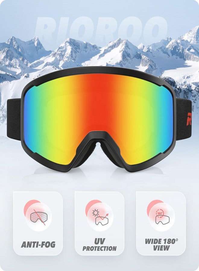 RIOROO Ski/Snowboard Goggles for Men Women, OTG Snow Goggles Anti Fog 100% UV Protection Snowboarding Goggles - Image 2