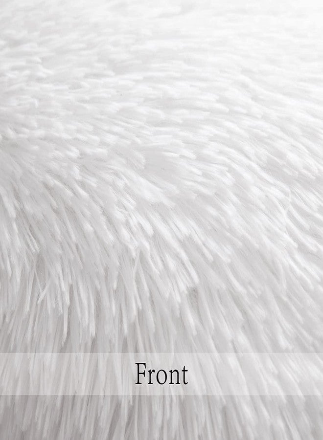 ANRODUO Pack of 2 White Throw Pillow Covers Luxury Fluffy Pillows Faux Fur Decorative Pillows Plush Cushion Case Fuzzy Mongolian Merin Style for Bed Couch Sofa Living Room Fall Home Decor 18x18 Inch - Image 4