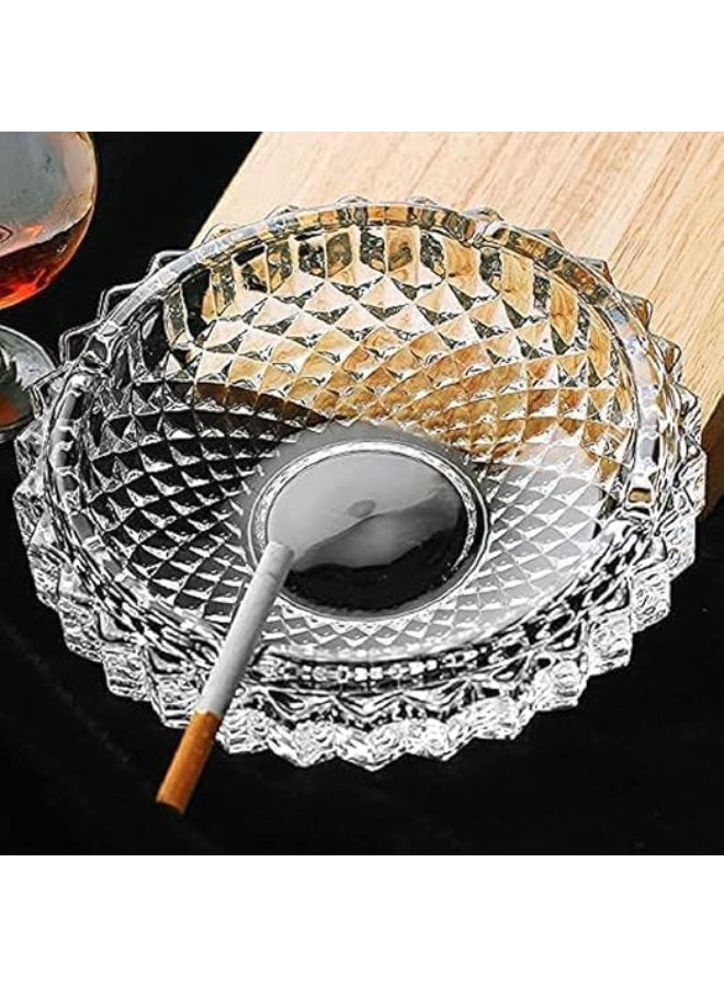 أوركيد منفضة سجائر زجاجية متينة من أوركيد، منفضة سجائر من الكريستال الشفاف للبار والمنزل، صينية سطح مكتب للمكتب والاستخدام الخارجي، حامل رماد سجائر مقاوم للحرارة، ملحق تدخين سهل التنظيف - Image 3