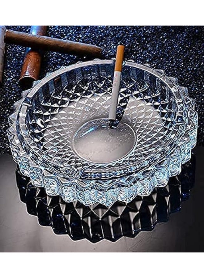 أوركيد منفضة سجائر زجاجية متينة من أوركيد، منفضة سجائر من الكريستال الشفاف للبار والمنزل، صينية سطح مكتب للمكتب والاستخدام الخارجي، حامل رماد سجائر مقاوم للحرارة، ملحق تدخين سهل التنظيف - Image 2