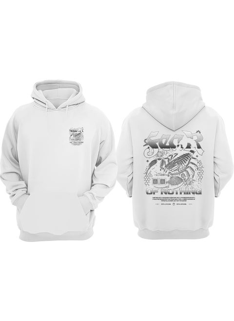 Unisex Fear Of Nothing Design Front Back Printed Regular Fit White Sweatshirt