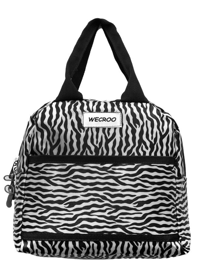 WECROO Insulated Lunch Box Bag for Kids Storage Bag for Office, School & College Portable and Reusable for Women Girls (Black Zebra Print) - Image 1
