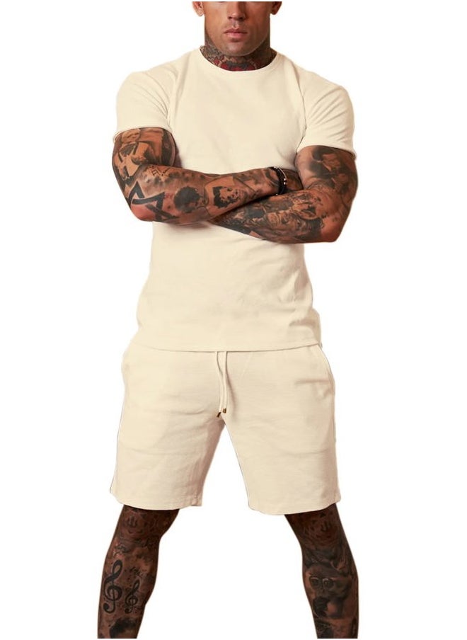 Redqenting - Mens 8" Casual Sweat Shorts with Pockets,Drawstring Athletic Shorts Waffle Lounge Summer Shorts (Size28~40) - Image 1