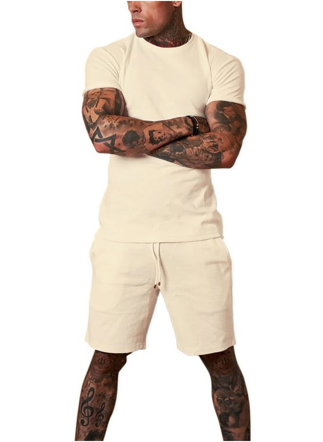 Redqenting - Mens 8" Casual Sweat Shorts with Pockets,Drawstring Athletic Shorts Waffle Lounge Summer Shorts (Size28~40) - Image 1