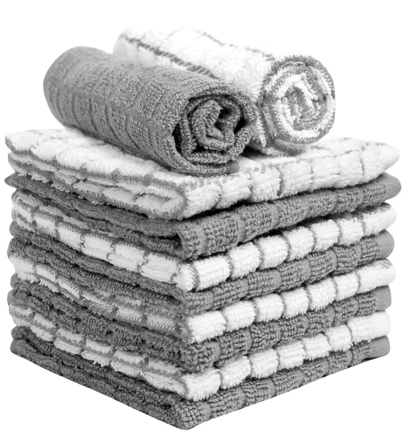 Bumble Towels Bumble Dish Cloths (8 Pack) | 12" x 12" | 100% Cotton Kitchen Towels | 405 GSM | Soft, Highly Absorbent & Durable Dish Towels for Kitchen | Gray - Image 4