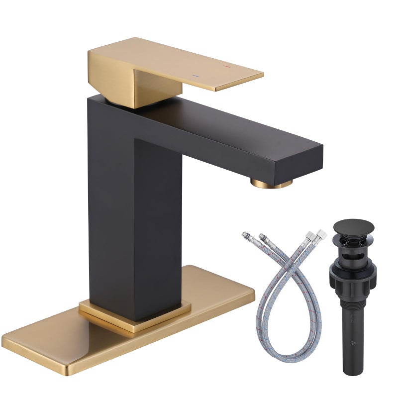 Black and Gold Bathroom Faucet ARCORA Black Gold Faucet for Bathroom Sink Modern Single Hole Bathroom Faucet with cUPC Supply Lines and Pop Up Drain